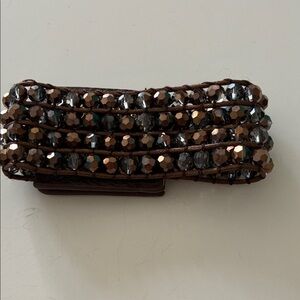 Brown and Silver Beaded Bracelet